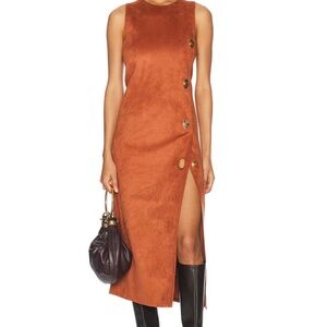 Alexis Kalita Midi Dress Brown Suede size L